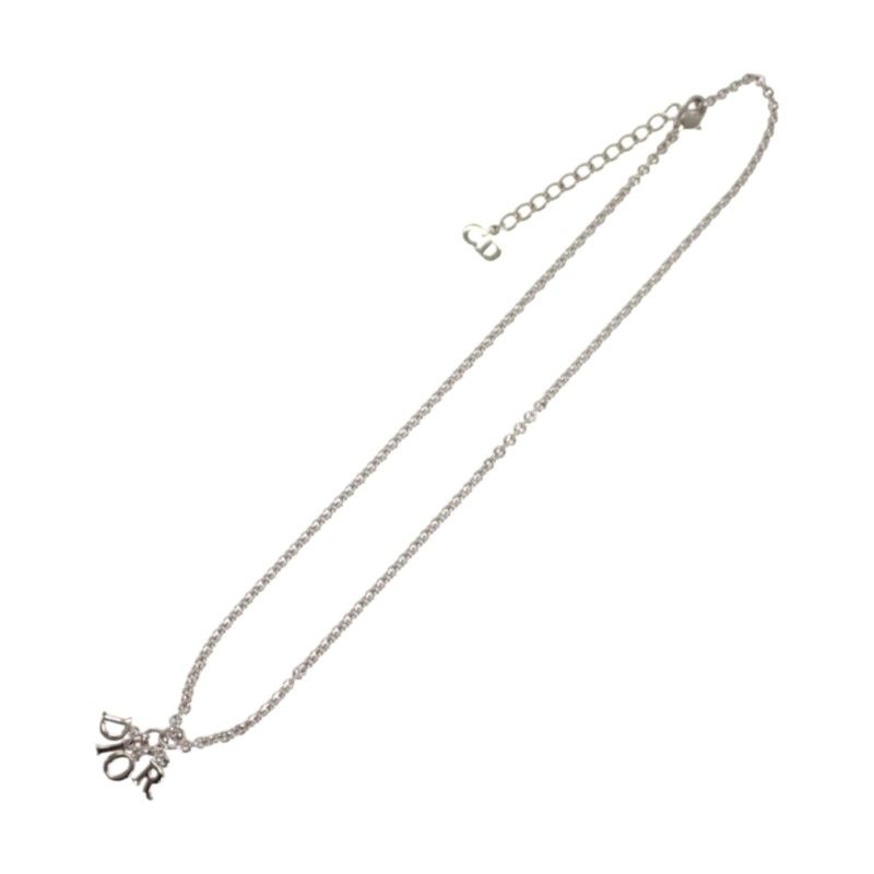 Dior Vintage Logo Necklace Metal Silver Genus Simple — view 6