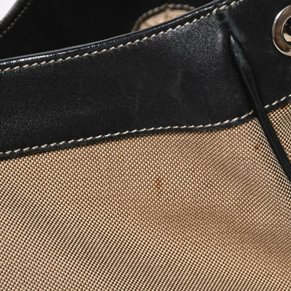 Prada Handbag Bag Logo Jacquard Leather Black Beige Silver — view 7