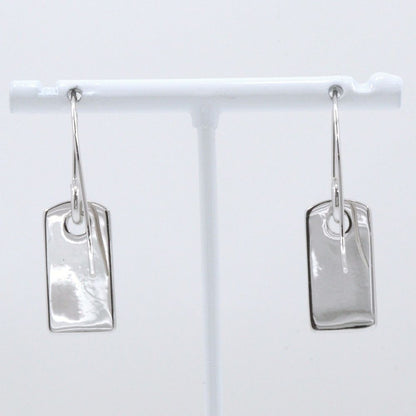Dior Logo Plate Metal Rhinestone Silver Earrings — view 3