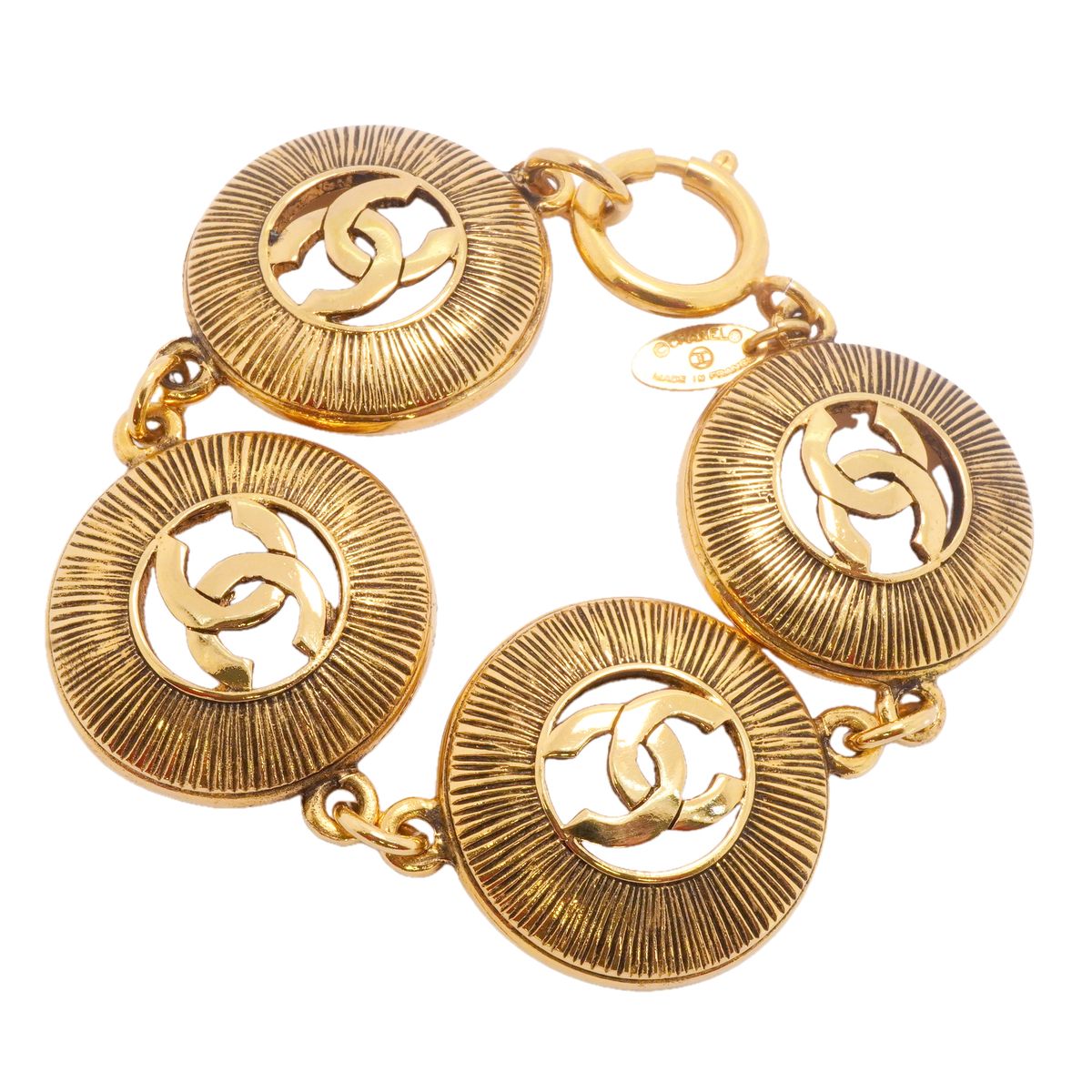 Chanel Bracelet Vintage CC Logo Round Circle Gold Plated