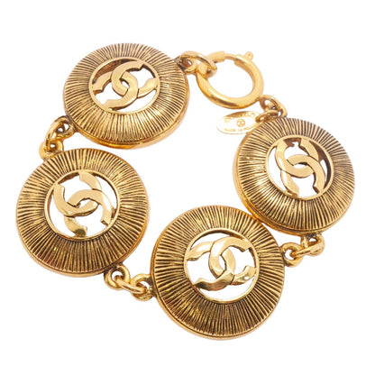 Chanel Bracelet Vintage CC Logo Round Circle Gold Plated