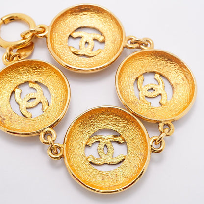 Chanel Bracelet Vintage CC Logo Round Circle Gold Plated — view 2