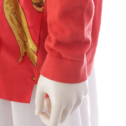 Hermes Vintage Silk Knit All Over Print Polo Long Sleeve Shirt Top Red Sweater — view 6