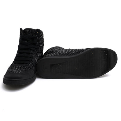 Gucci Sneakers High Cut Polyester Black Coda Crystal Satin Top Rhinestone — view 6