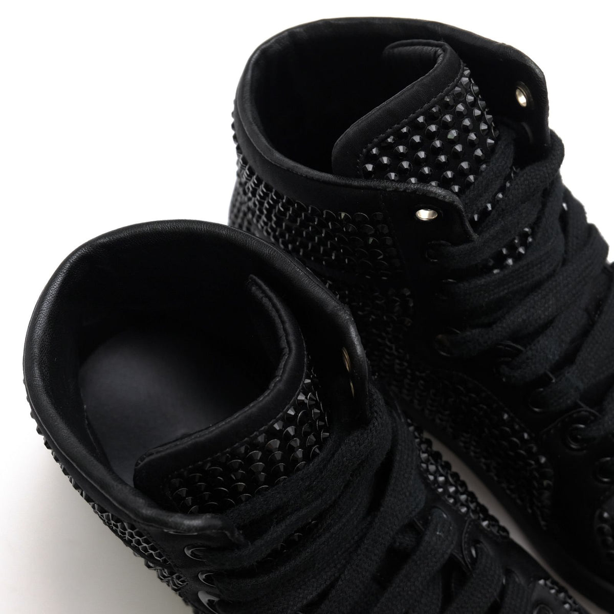 Gucci Sneakers High Cut Polyester Black Coda Crystal Satin Top Rhinestone — view 5