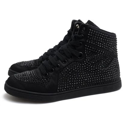 Gucci Sneakers High Cut Polyester Black Coda Crystal Satin Top Rhinestone