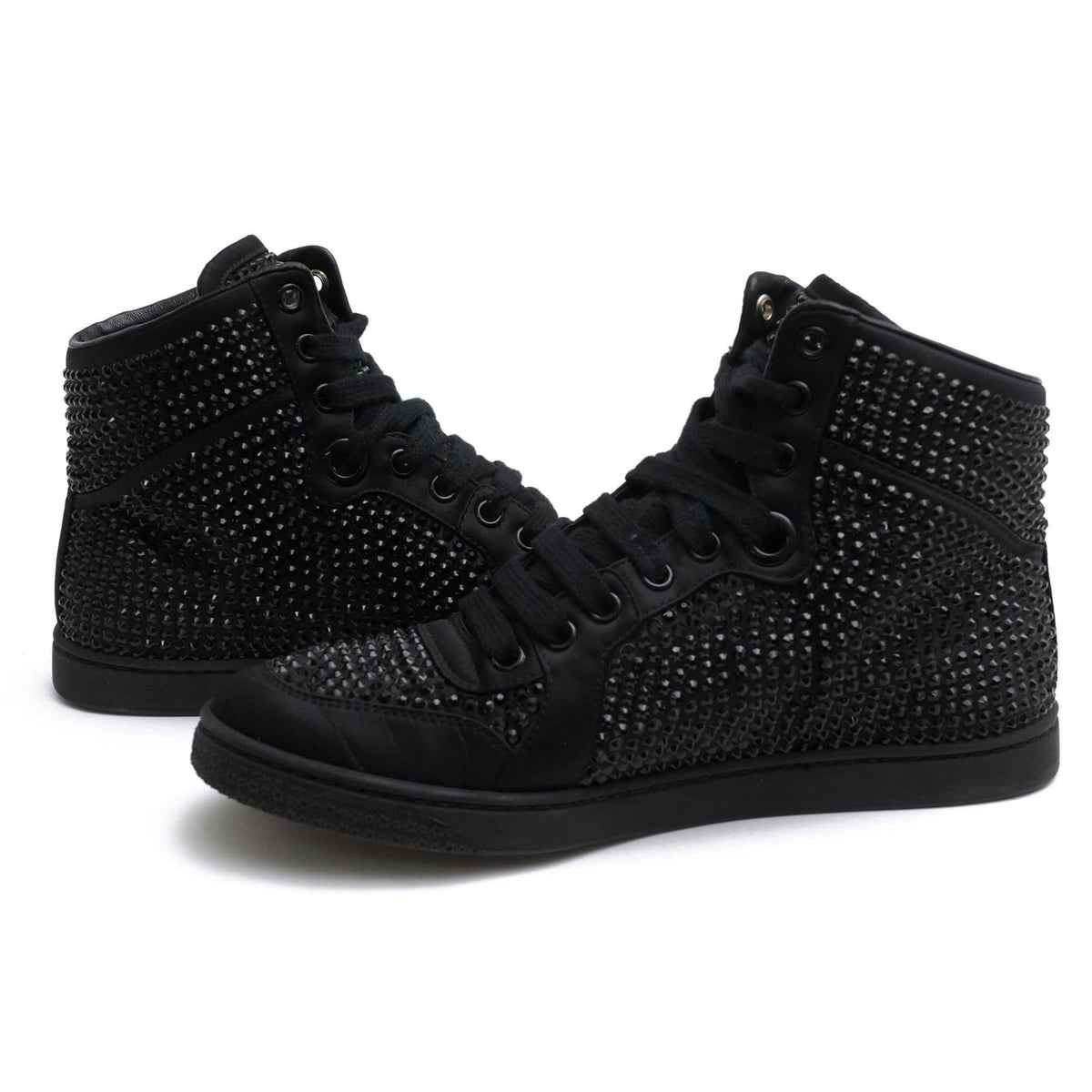 Gucci Sneakers High Cut Polyester Black Coda Crystal Satin Top Rhinestone — view 3