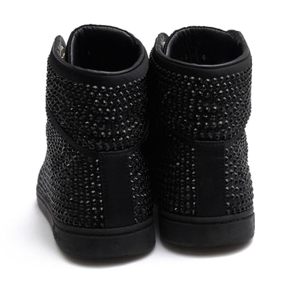 Gucci Sneakers High Cut Polyester Black Coda Crystal Satin Top Rhinestone — view 4