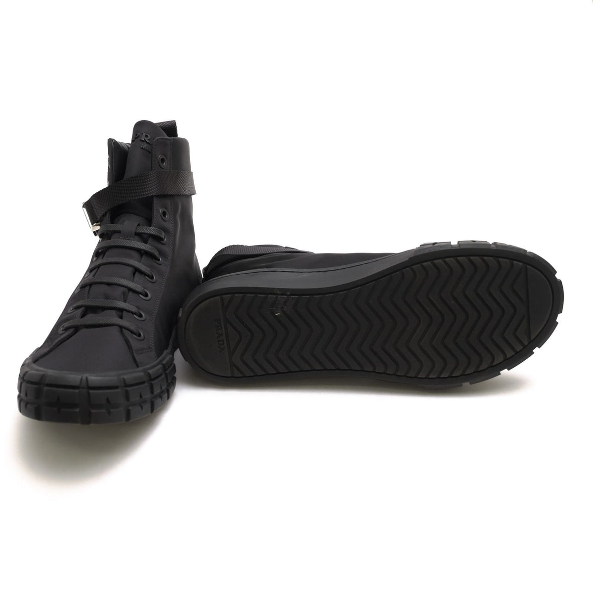 Prada Sneakers High Cut Nylon Black Re-Nylon Wheel Top Military — view 7