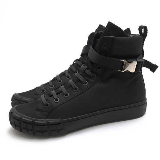 Prada Sneakers High Cut Nylon Black Re-Nylon Wheel Top Military