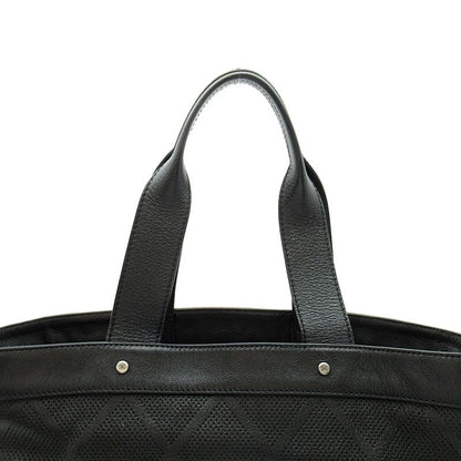Chanel CC Logo Perforated Tote Bag Leather Black — view 2