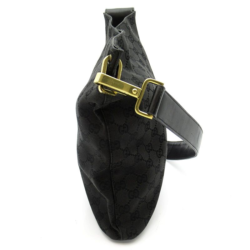 Gucci Shoulder Bag GG Canvas Leather Black — view 5