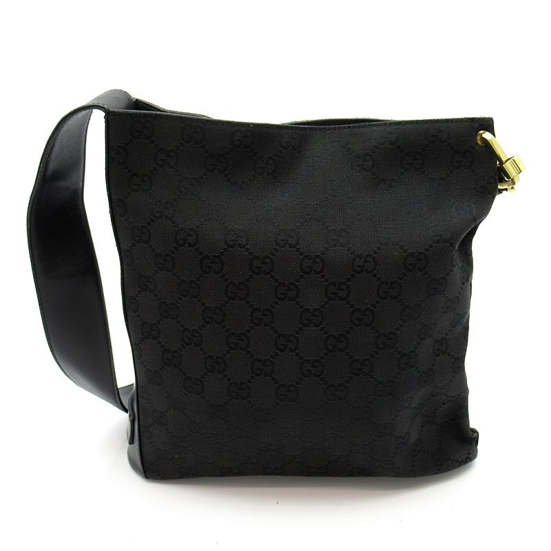 Gucci Shoulder Bag GG Canvas Leather Black — view 4
