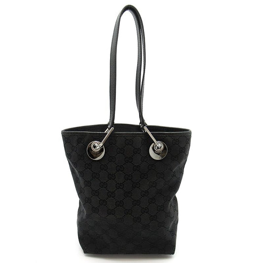 Gucci Tote Bag GG Canvas Leather Black