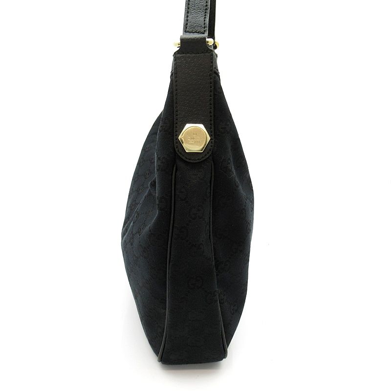 Gucci GG Canvas Leather Shoulder Bag Black — view 5