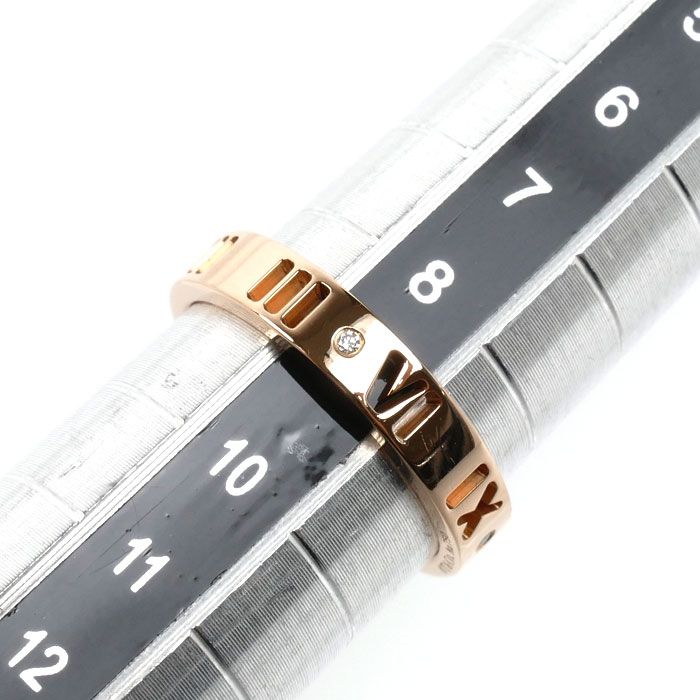 Tiffany & Co 18k Pink Gold Atlas Pierced Narrow Diamond Ring — view 6