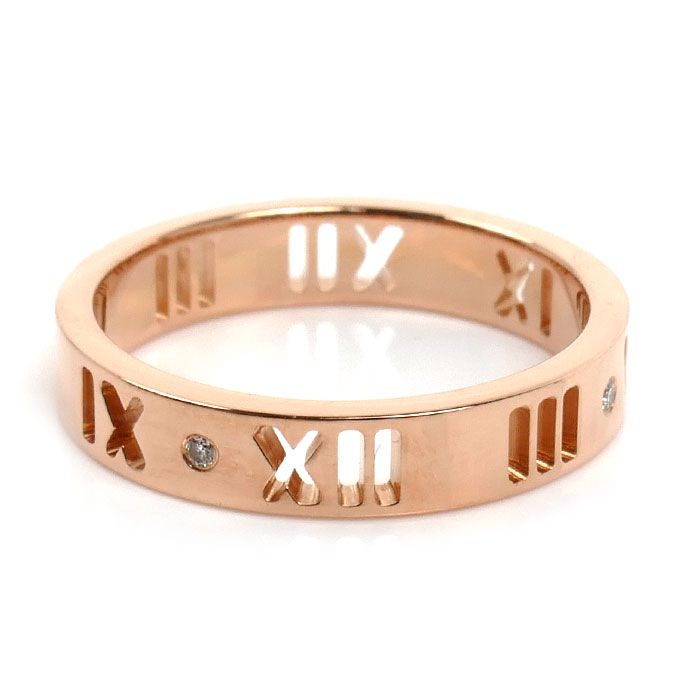 Tiffany & Co 18k Pink Gold Atlas Pierced Narrow Diamond Ring