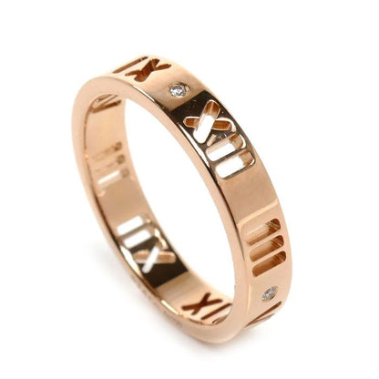 Tiffany & Co 18k Pink Gold Atlas Pierced Narrow Diamond Ring — view 2