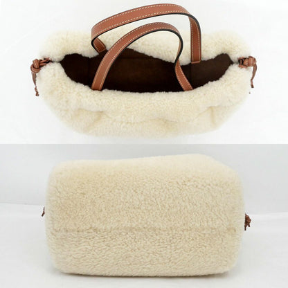 Celine Small Drawstring Shearling Natural Tan Leather Shoulder Bag — view 4