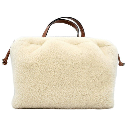 Celine Small Drawstring Shearling Natural Tan Leather Shoulder Bag — view 2
