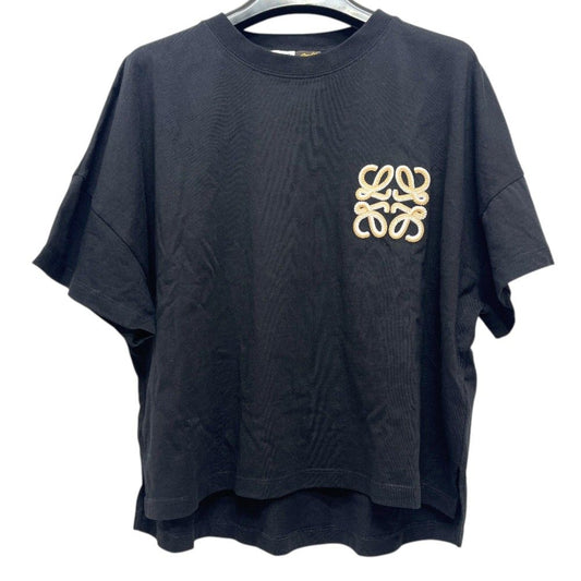 Loewe Short Sleeve T-Shirt Logo Embroidery Relaxed Fit Cotton Black