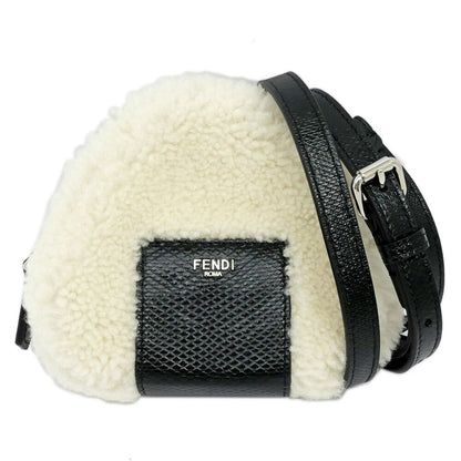 Fendi Onigiri White Shearling Sheepfur Leather Mini Shoulder Bag