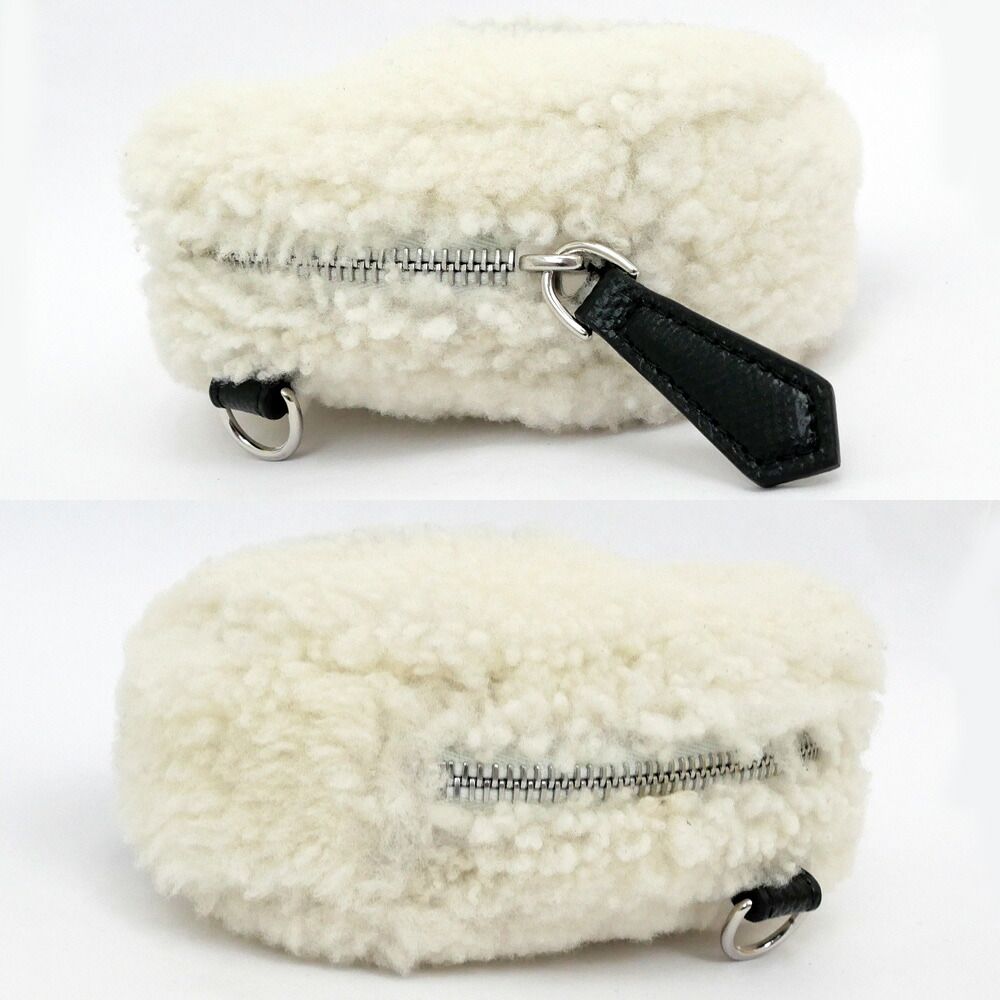 Fendi Onigiri White Shearling Sheepfur Leather Mini Shoulder Bag — view 3