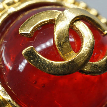 Chanel CC Logo Gripoix Earrings Gold Red — view 5