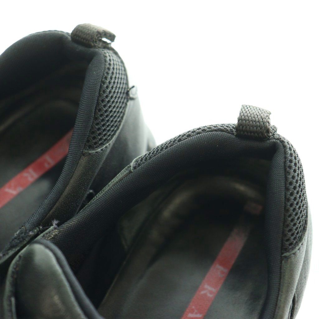 Prada Sport Low-Top Sneakers Mesh Contrast Leather Square Toe Solid Black 7.5 — view 5