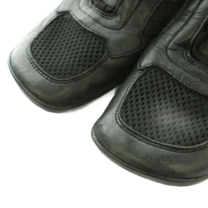 Prada Sport Low-Top Sneakers Mesh Contrast Leather Square Toe Solid Black 7.5 — view 4