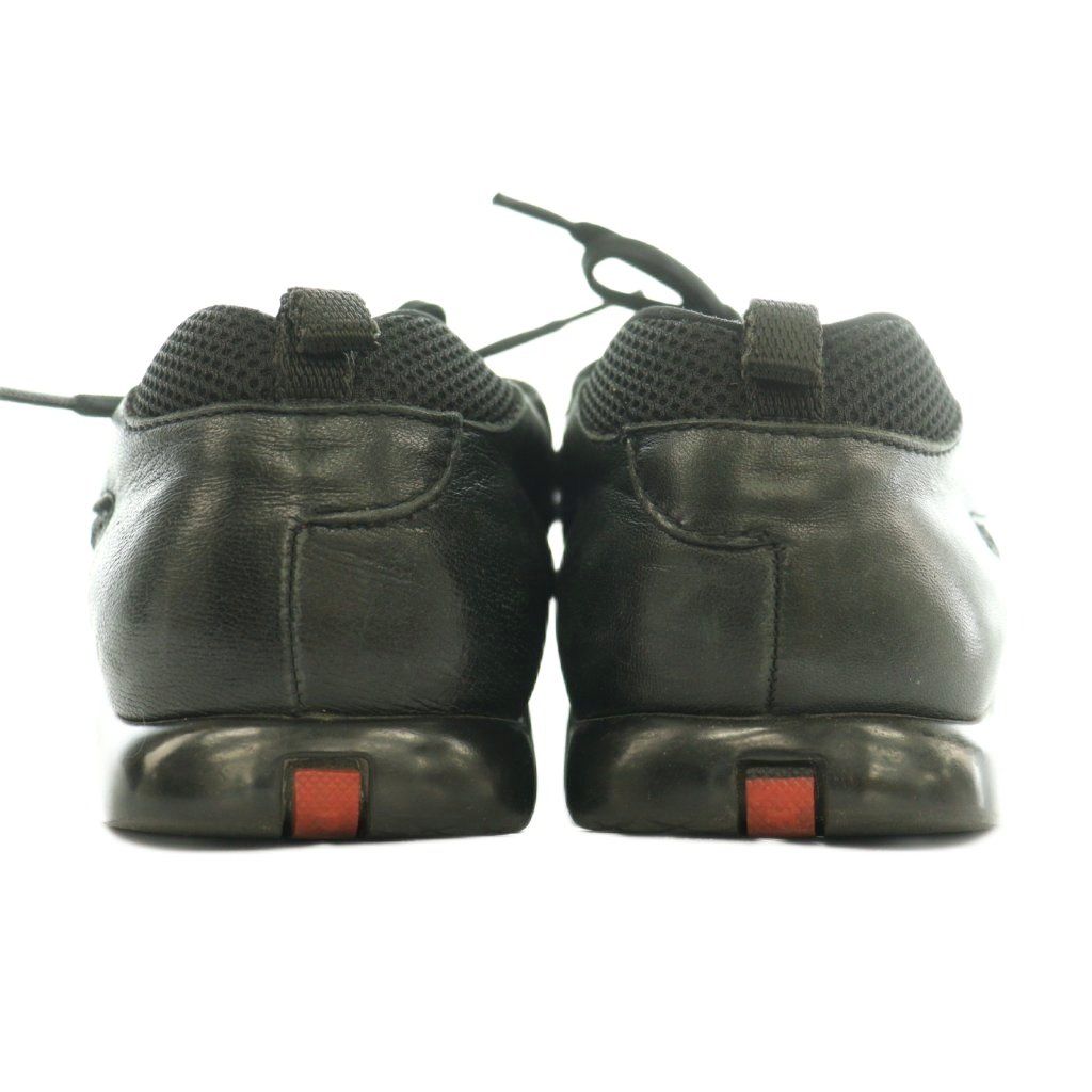 Prada Sport Low-Top Sneakers Mesh Contrast Leather Square Toe Solid Black 7.5 — view 3