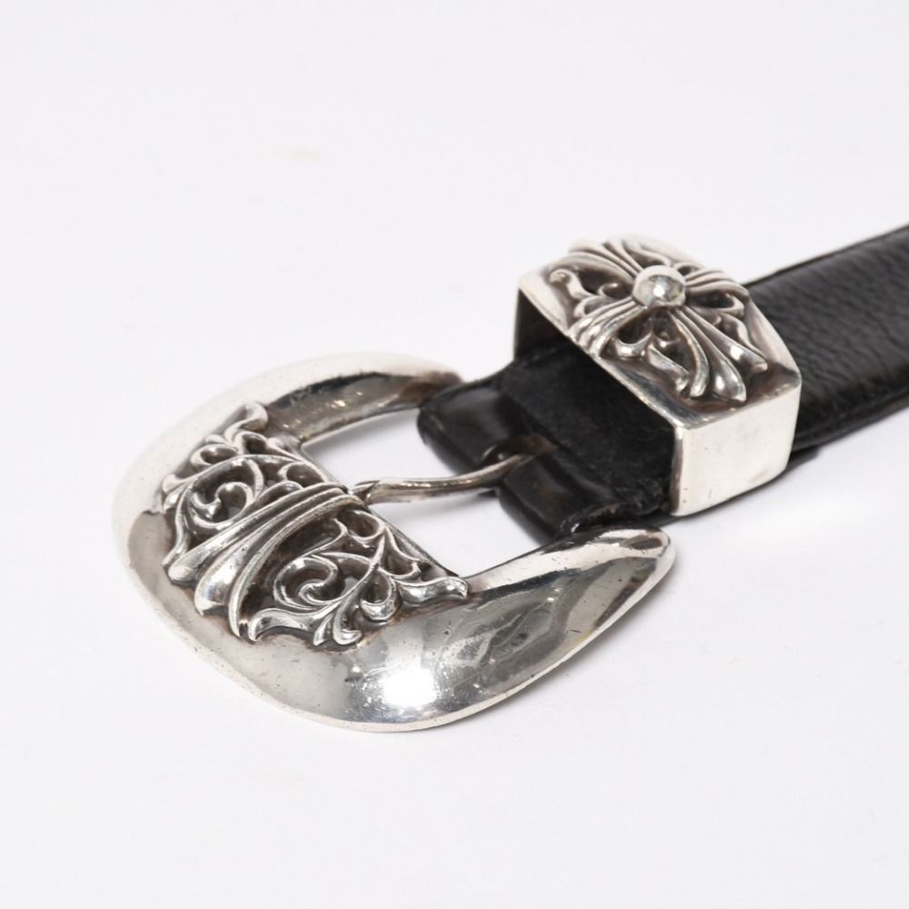 Chrome Hearts Blt Classic Leather Belt 32 Black 925 Sterling Silver — view 4