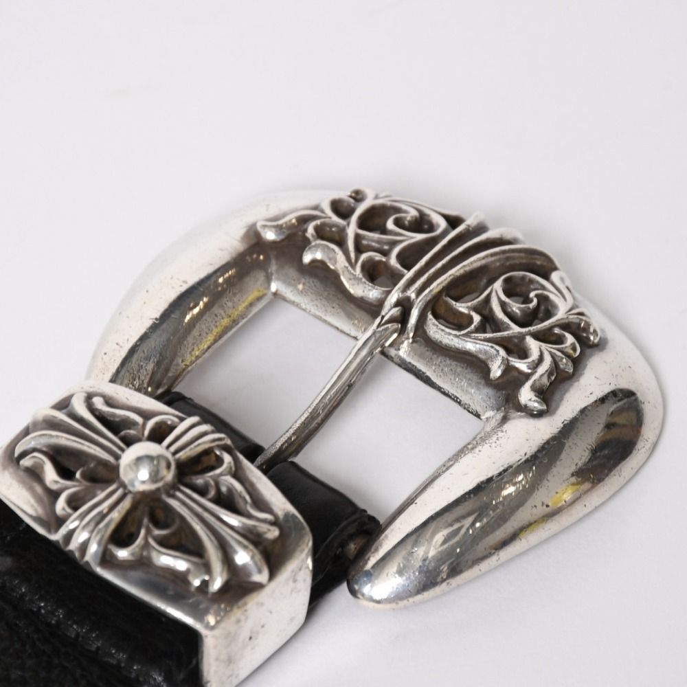 Chrome Hearts Blt Classic Leather Belt 32 Black 925 Sterling Silver — view 5