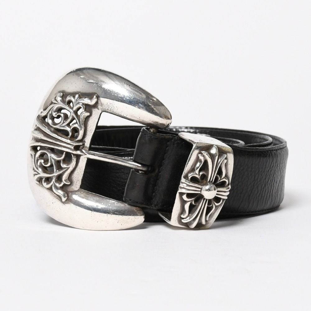 Chrome Hearts Blt Classic Leather Belt 32 Black 925 Sterling Silver