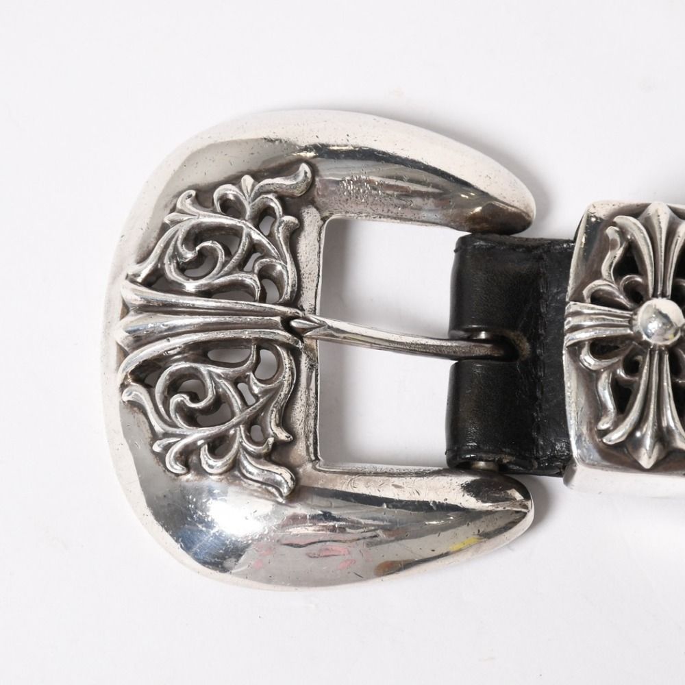Chrome Hearts Blt Classic Leather Belt 32 Black 925 Sterling Silver — view 3