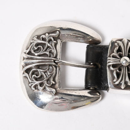 Chrome Hearts Blt Classic Leather Belt 32 Black 925 Sterling Silver — view 3