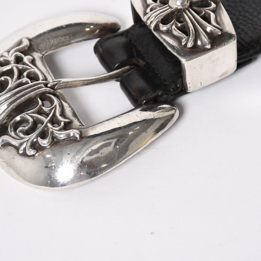 Chrome Hearts Blt Classic Leather Belt 32 Black 925 Sterling Silver — view 7