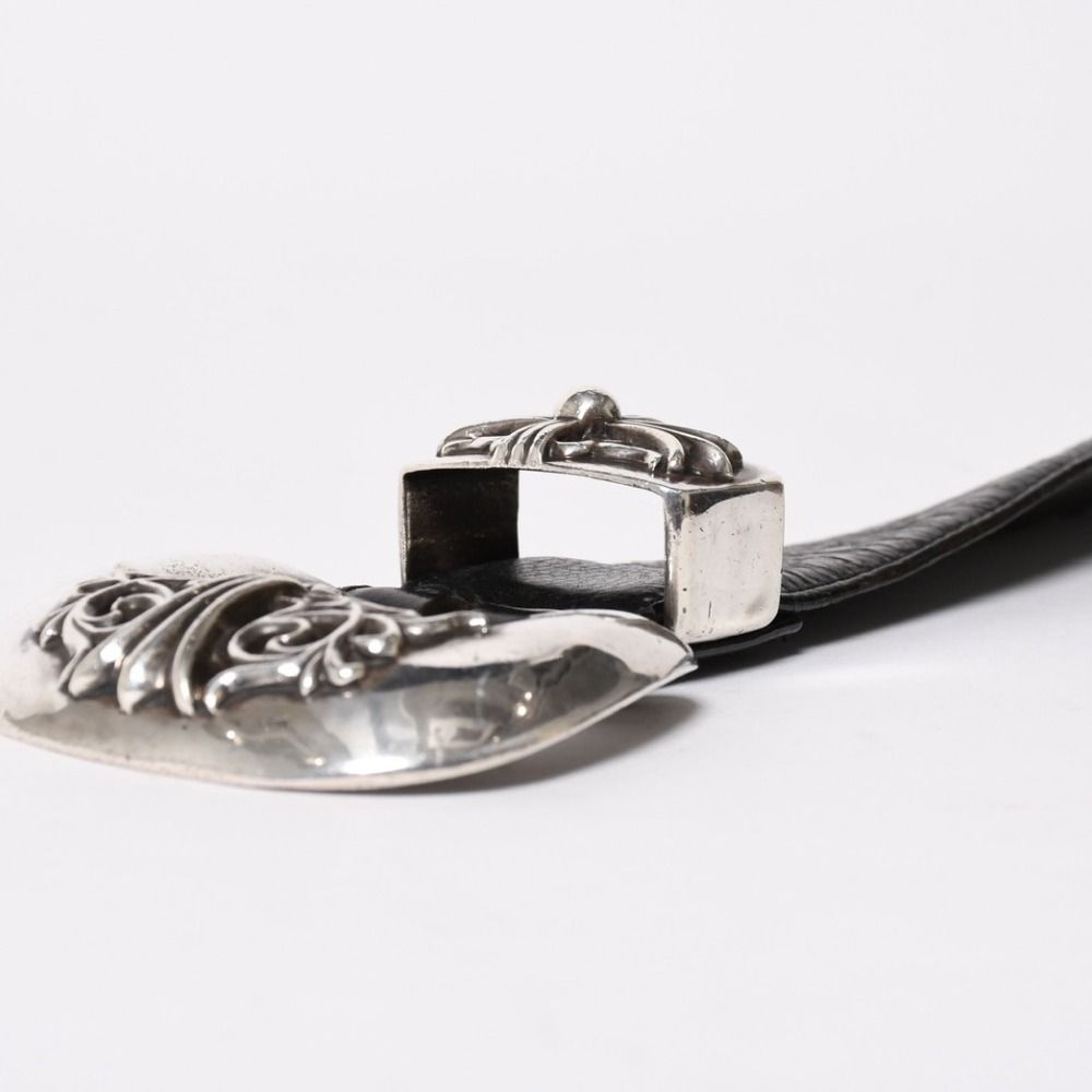 Chrome Hearts Blt Classic Leather Belt 32 Black 925 Sterling Silver — view 8