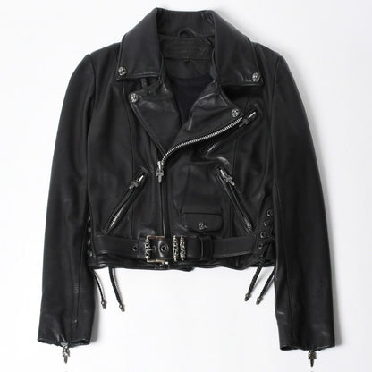 Chrome Hearts Jacket Riders Leather Jjdean Black 925 Sterling Silver