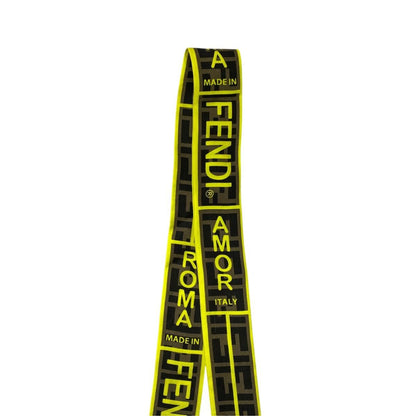 Fendi Twilly Scarf FF Logo Brown Yellow Italy — view 6