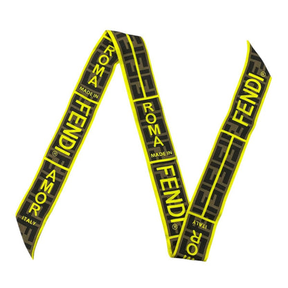 Fendi Twilly Scarf FF Logo Brown Yellow Italy