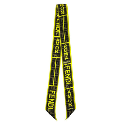 Fendi Twilly Scarf FF Logo Brown Yellow Italy — view 2