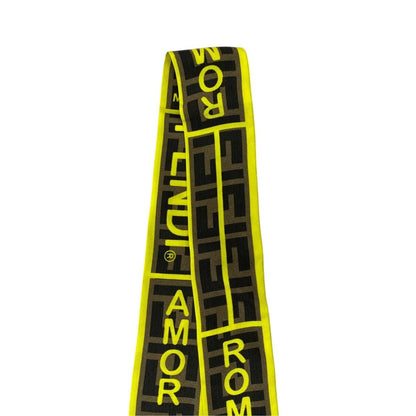 Fendi Twilly Scarf FF Logo Brown Yellow Italy — view 4