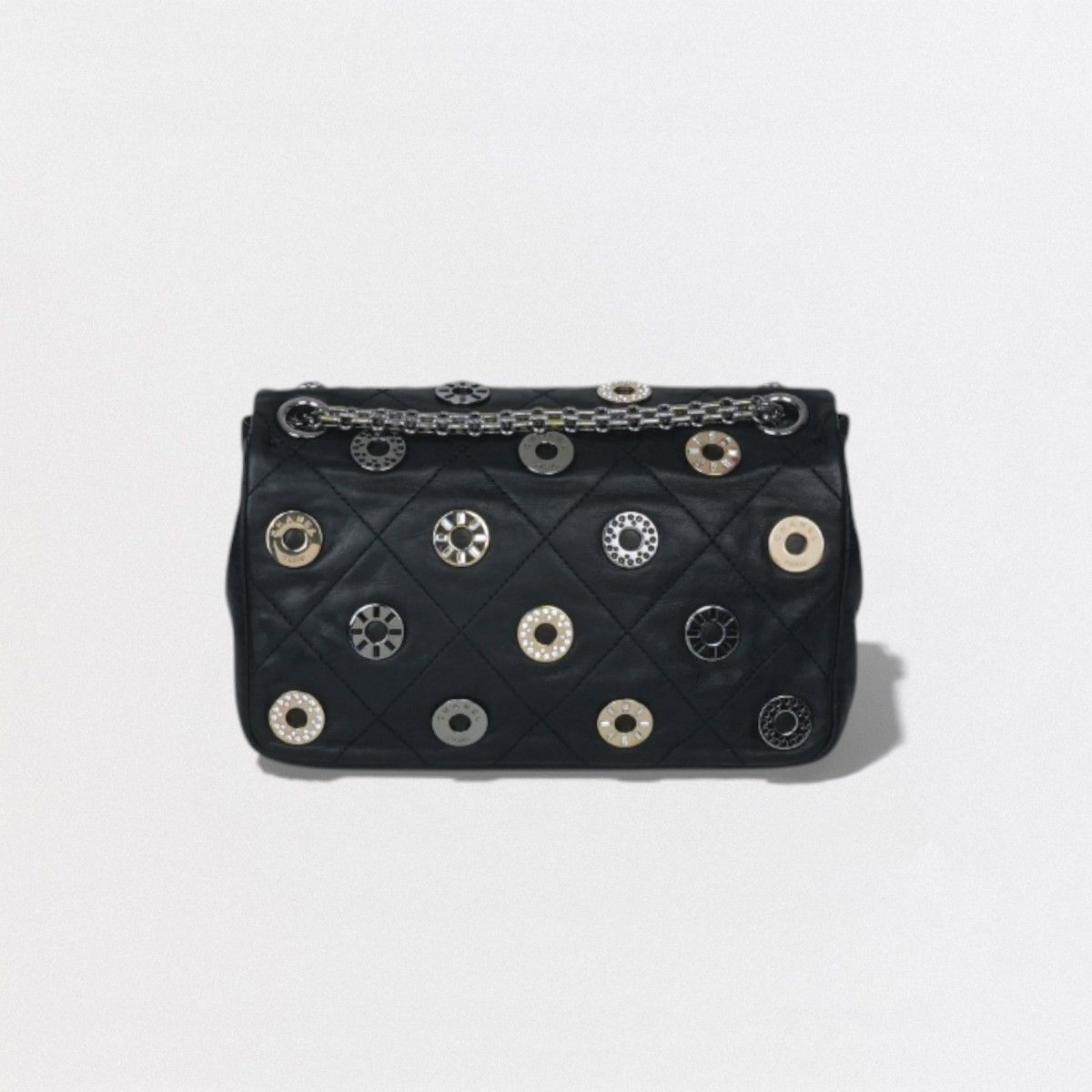 Chanel Quilted Shoulder Bag Calfskin Black Silver Chain CC Logo Turnlock Single — view 3