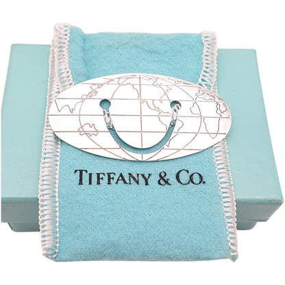 Tiffany & Co Globe World Map Book Mark Silver Shoulder Bag