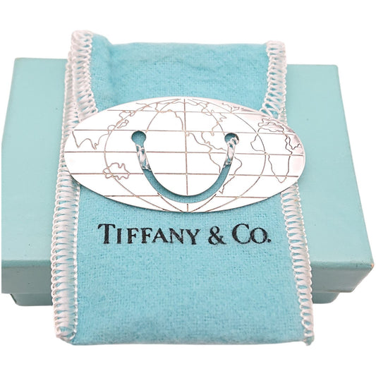 Tiffany & Co Globe World Map Book Mark Silver Shoulder Bag