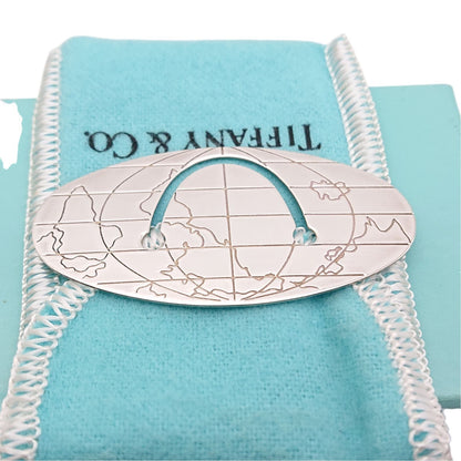 Tiffany & Co Globe World Map Book Mark Silver Shoulder Bag — view 5