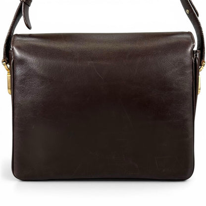 Celine Vintage Trinoff Leather Handbag Brown Gold — view 3