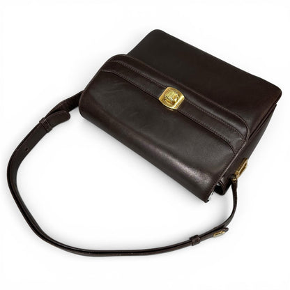 Celine Vintage Trinoff Leather Handbag Brown Gold — view 7