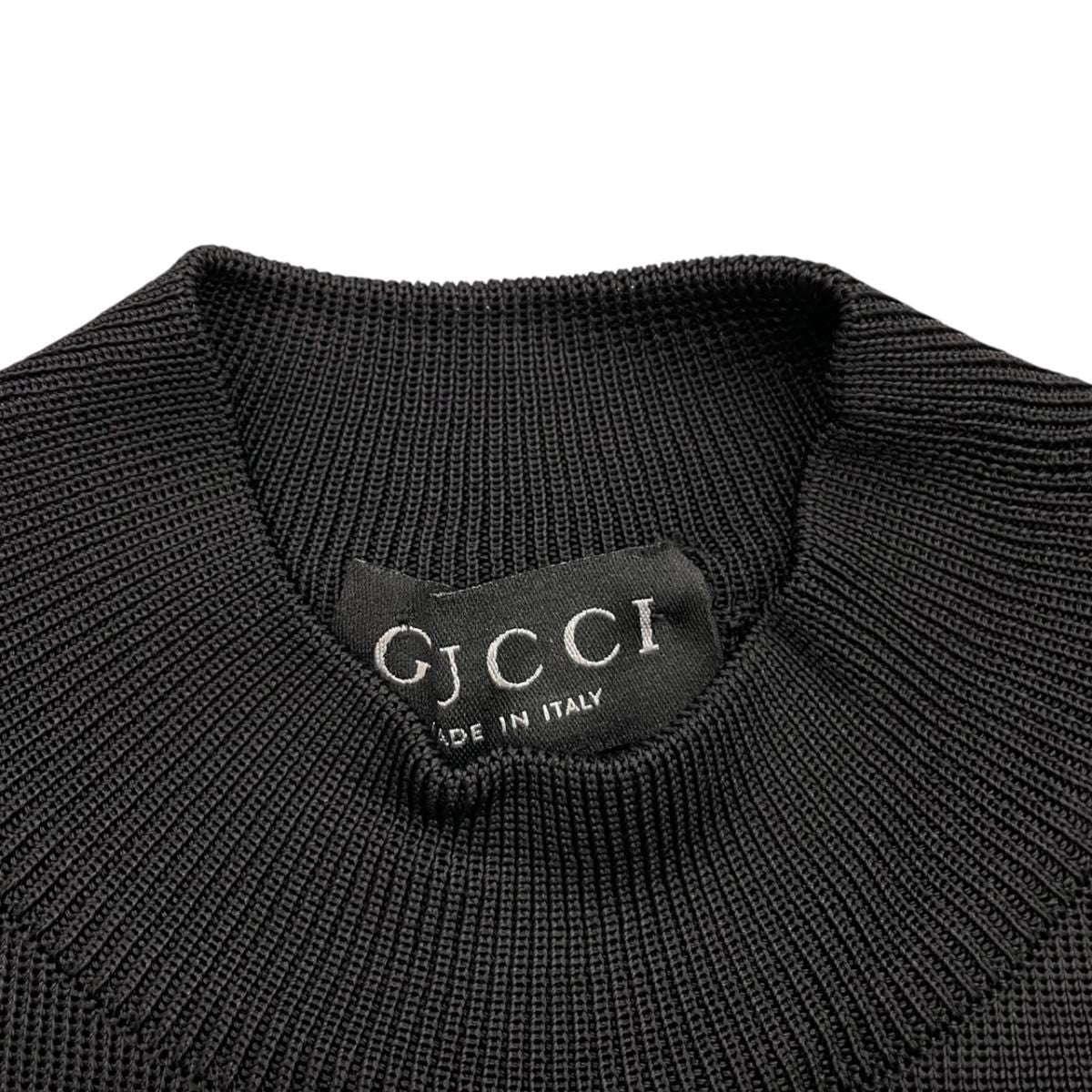 Gucci Short Sleeve Shirt Mock Neck Rayon Logo Black Gold — view 8